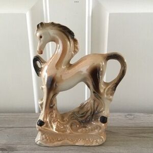 Vintage Horse Figurine Iridescent Glazed Porcelain Equestrian Lustreware Statue
